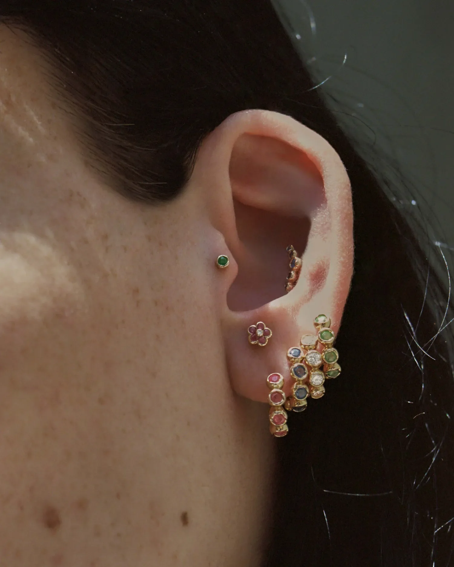 Bezel Flower Stud - Image 3