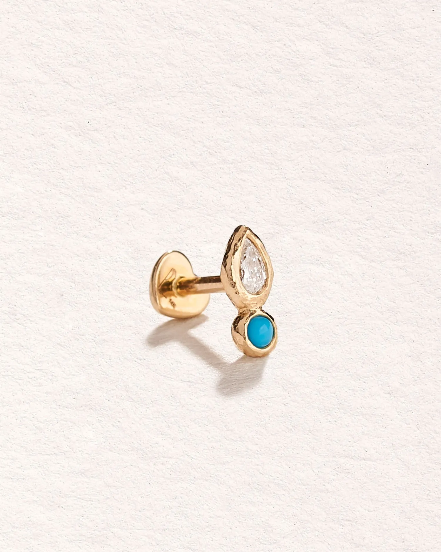 Bezel Pear Stud - Image 2