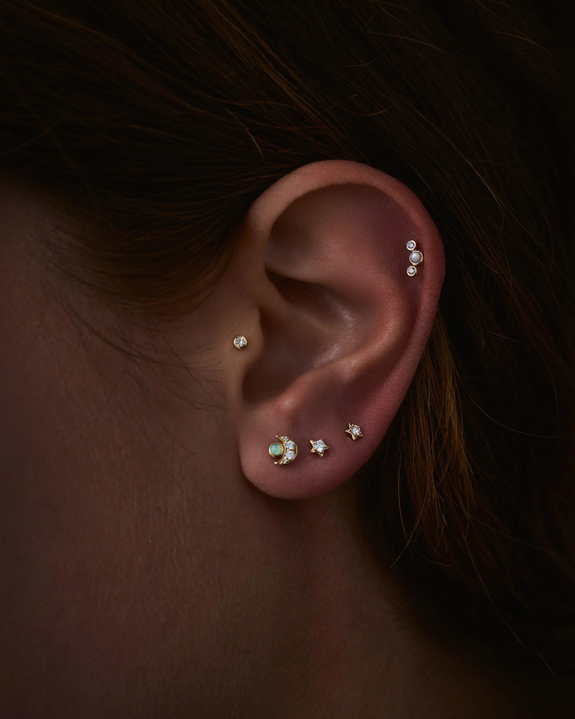 Bezel Set Crescent Stud - Image 4